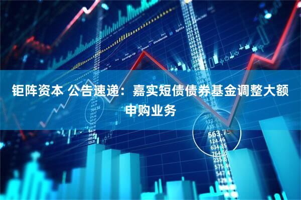 钜阵资本 公告速递：嘉实短债债券基金调整大额申购业务