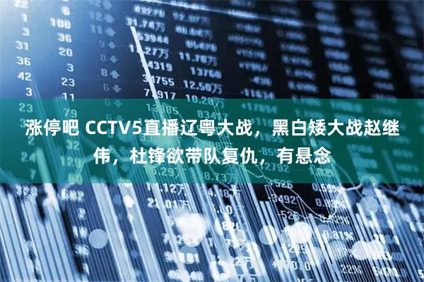 涨停吧 CCTV5直播辽粤大战，黑白矮大战赵继伟，杜锋欲带队复仇，有悬念