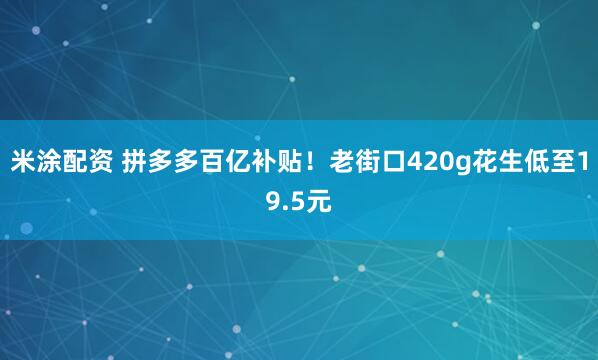 米涂配资 拼多多百亿补贴！老街口420g花生低至19.5元