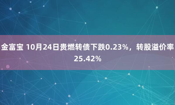 金富宝 10月24日贵燃转债下跌0.23%，转股溢价率25.42%